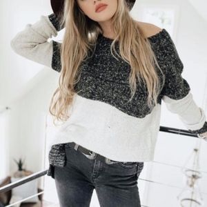 Cozy color Block Oversized Sweater Top